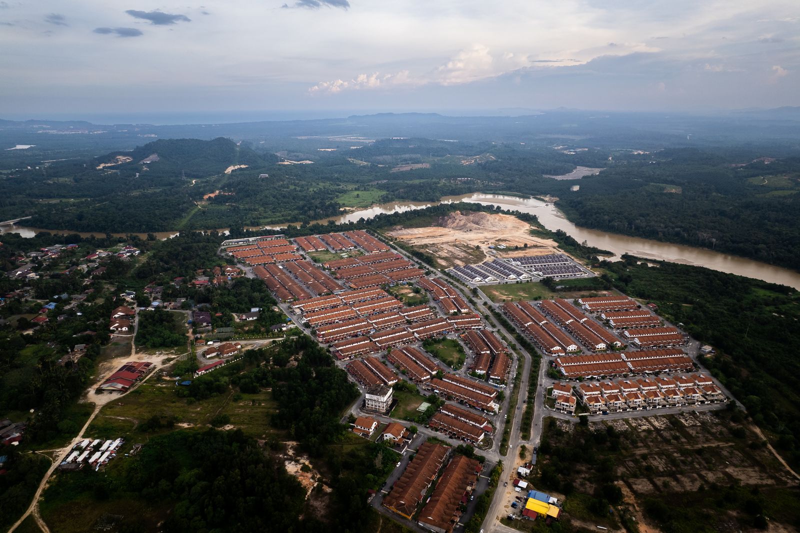 Aerial view of a residential development in progress